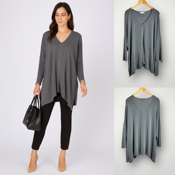 Purejill Sandwashed Tunic Top Womens Size 3X Pullover 3/4 Sleeve Tencel Blend - Picture 1 of 8